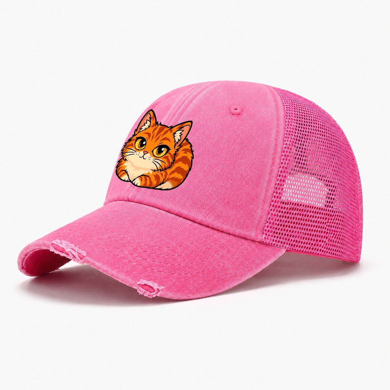Orange Tabby Loafing Peeking Cats Washed Trucker Hat – Rose
