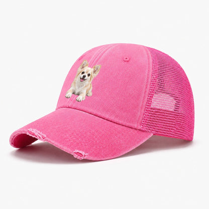 Chihuahua Lying Down Top Breeds Washed Trucker Hat – Rose