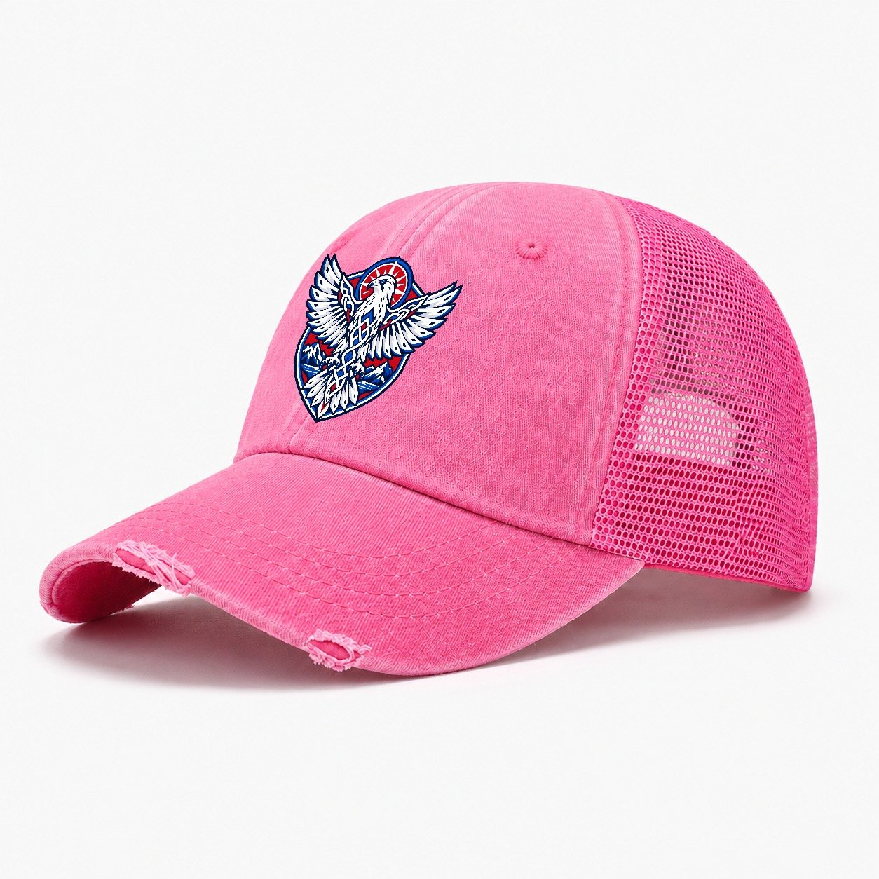 Iceland Minimal Emblem Country Logos Washed Trucker Hat – Rose