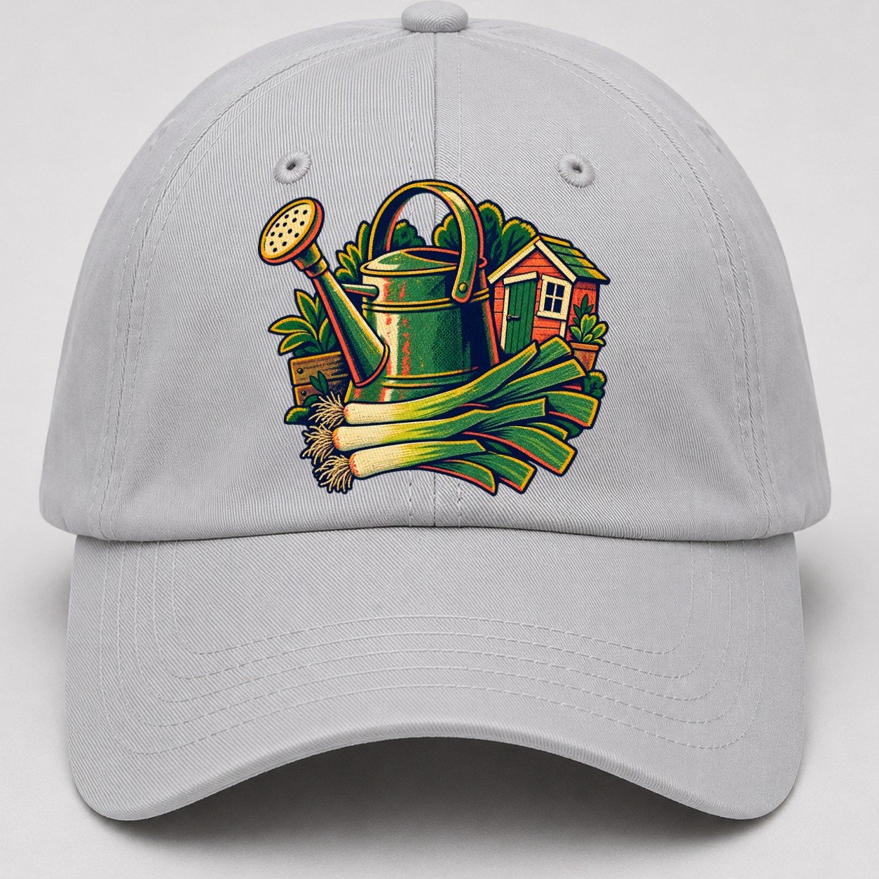 Allotment Shed Watering Can And Leeks Uk Culture Heritage Baseball Cap – Light Gray