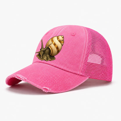 Mystery Snail Portrait Aquarium Keeping Washed Trucker Hat – Rose