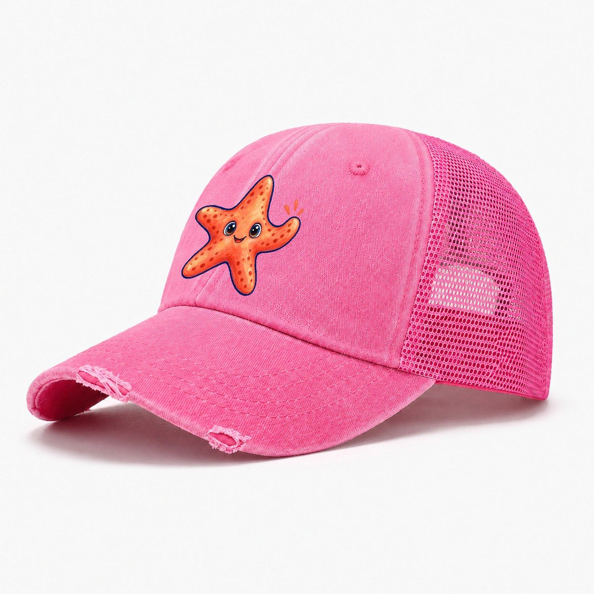 Starfish Front Cheer Sea Sprite Washed Trucker Hat – Rose