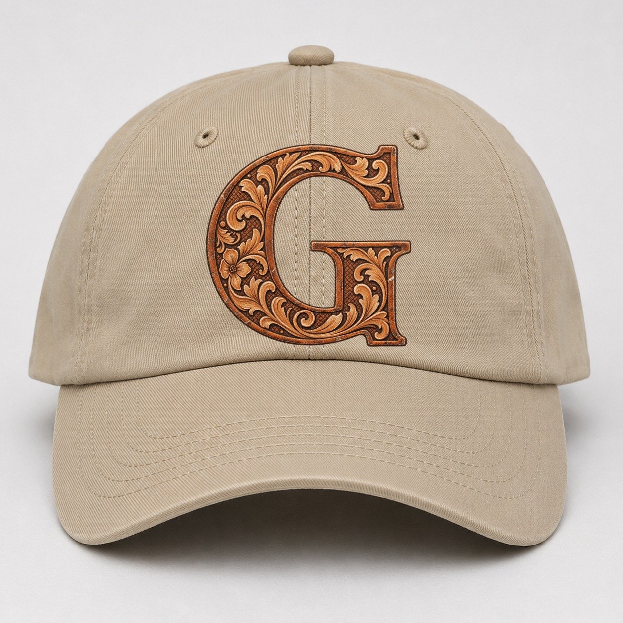 Tooled Leather G Monogram Baseball Cap – Khaki