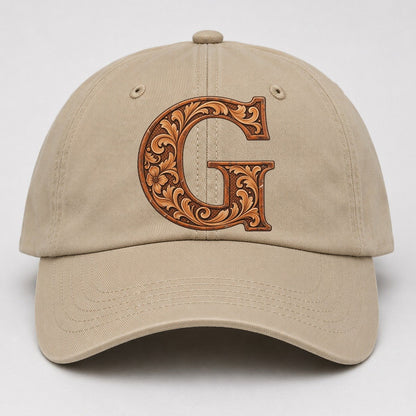 Tooled Leather G Monogram Baseball Cap – Khaki