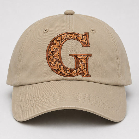 Tooled Leather G Monogram Baseball Cap – Khaki