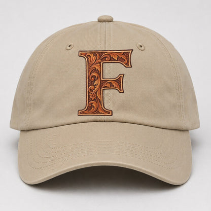 Tooled Leather F Monogram Baseball Cap – Khaki
