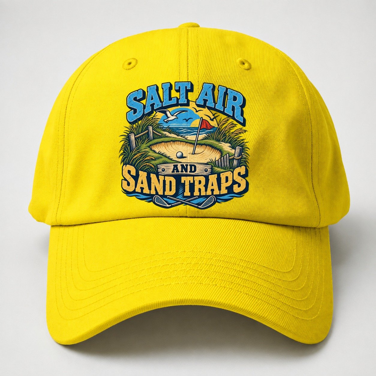 Salt Air And Sand Traps Golf Life Baseball Cap – Yellow
