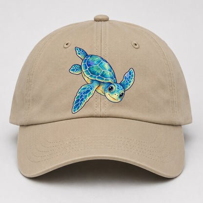 Sea Turtle Downward Glide Sea Sprite Baseball Cap – Khaki