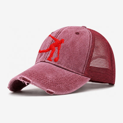 Bowling Hook Release Micro Motion Mark Washed Trucker Hat – Wine Red