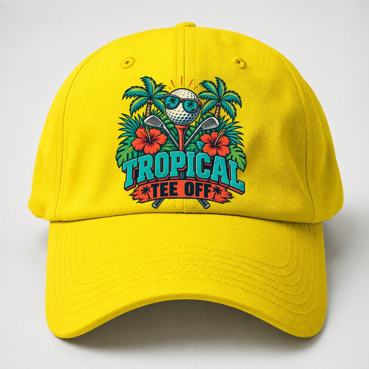 Tropical Tee Off Golf Life Baseball Cap – Yellow