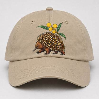 Short Beaked Echidna And Golden Wattle Australia Cultural Icons Baseball Cap – Khaki