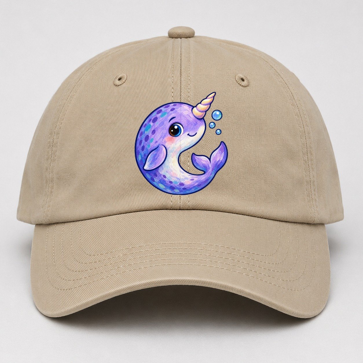 Narwhal Crescent Curl Sea Sprite Baseball Cap – Khaki