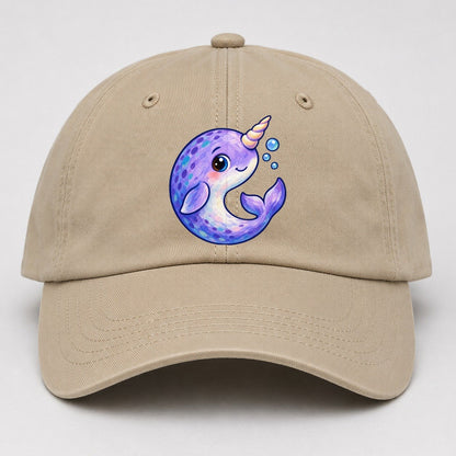 Narwhal Crescent Curl Sea Sprite Baseball Cap – Khaki