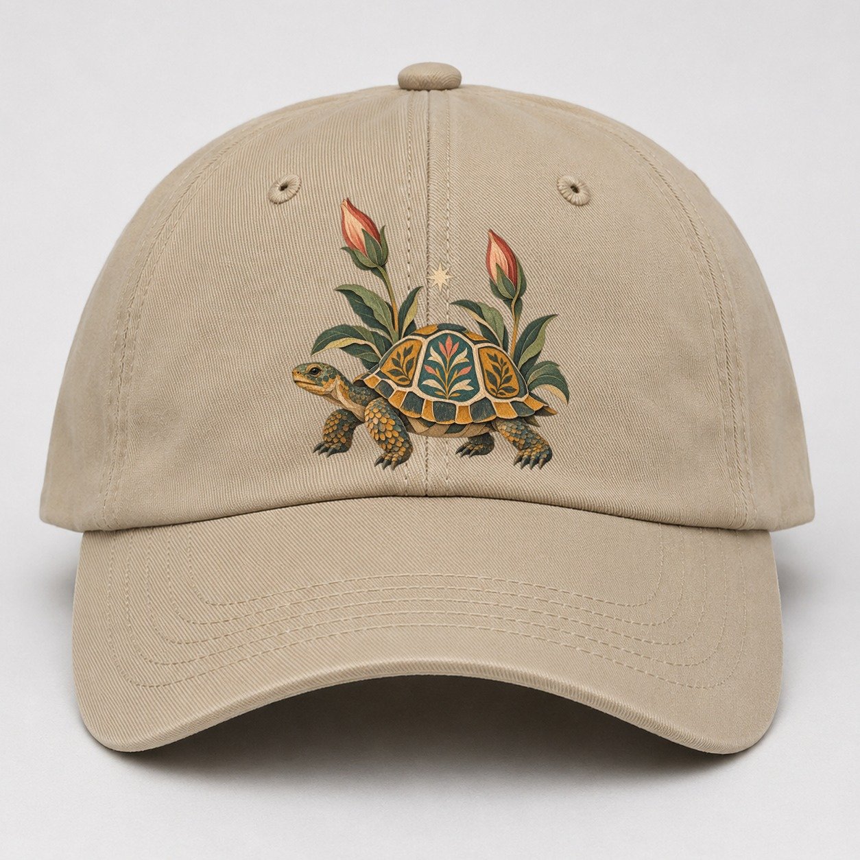 Tortoise Night Garden Gentle Wild Baseball Cap – Khaki