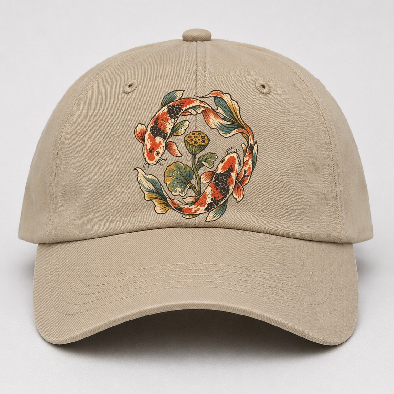 Koi Around Lotus Seedpod Gentle Wild Baseball Cap – Khaki