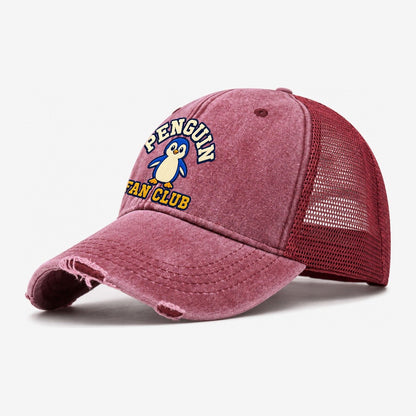 Penguin Fan Club Washed Trucker Hat – Wine Red