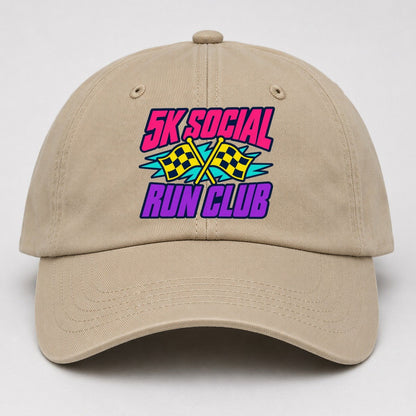 5K Social Run Club 90S Running Clubs Baseball Cap – Khaki