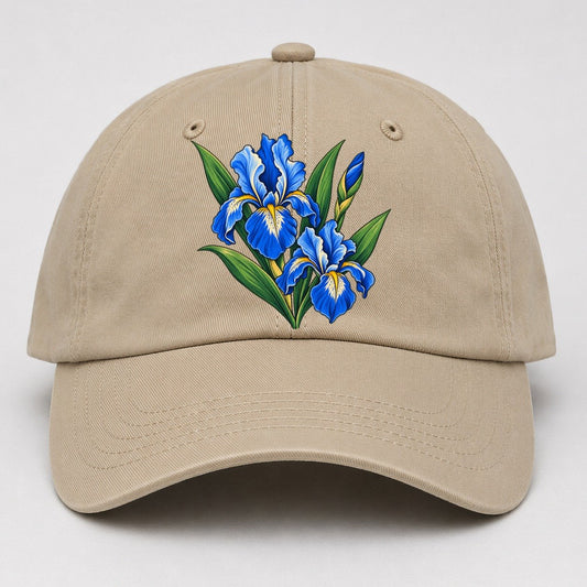 Quebec Blue Flag Iris Canada Cultural Icons Baseball Cap – Khaki