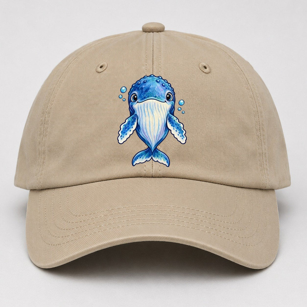 Humpback Whale Front Float Sea Sprite Baseball Cap – Khaki