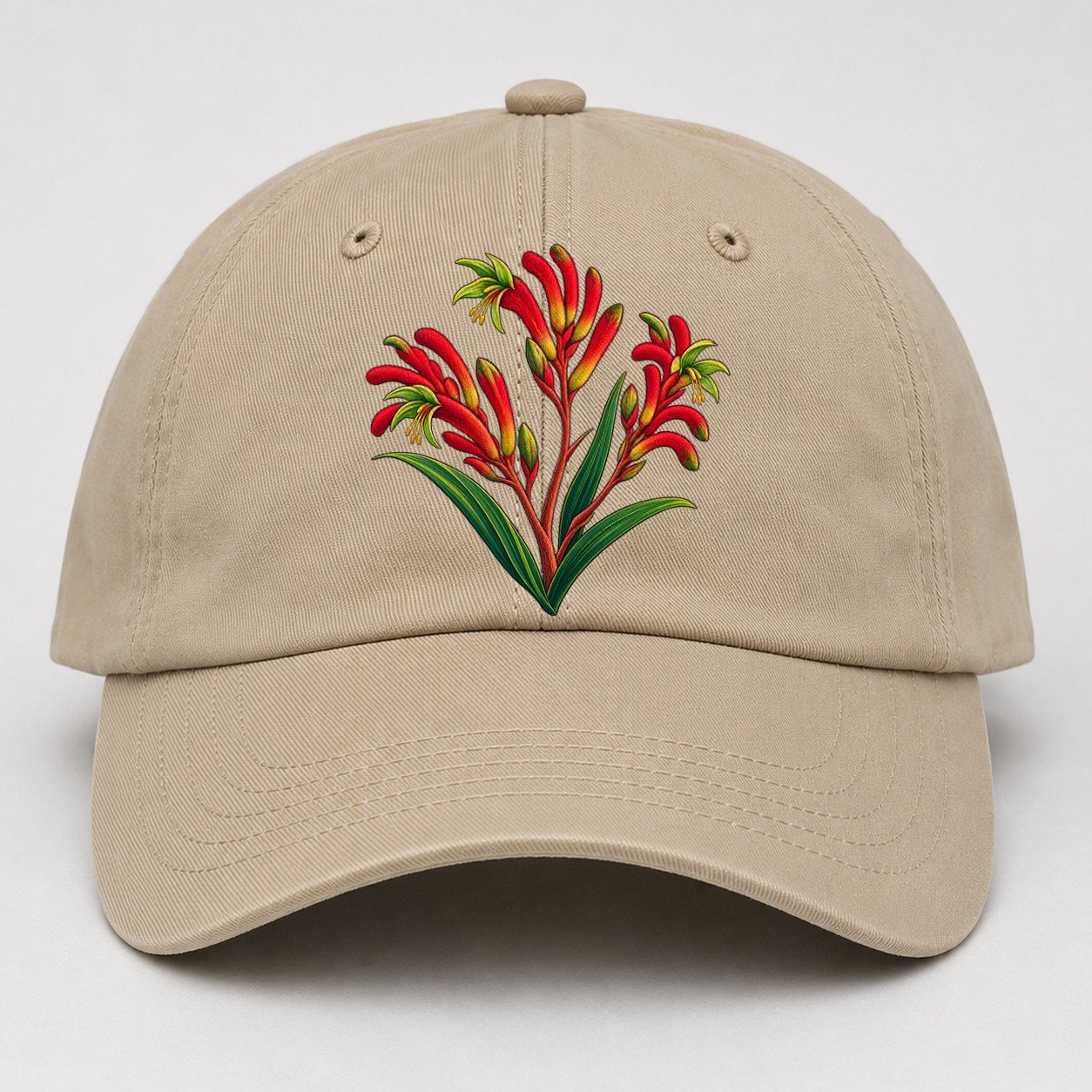 Western Australia Red And Green Kangaroo Paw Australia Cultural Icons Baseball Cap – Khaki
