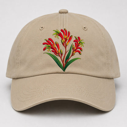 Western Australia Red And Green Kangaroo Paw Australia Cultural Icons Baseball Cap – Khaki
