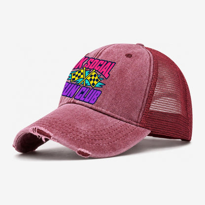 5K Social Run Club 90S Running Clubs Washed Trucker Hat – Wine Red