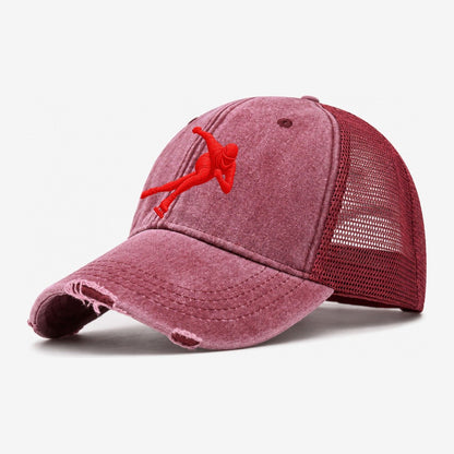 Speed Skater Corner Lean Micro Motion Mark Washed Trucker Hat – Wine Red