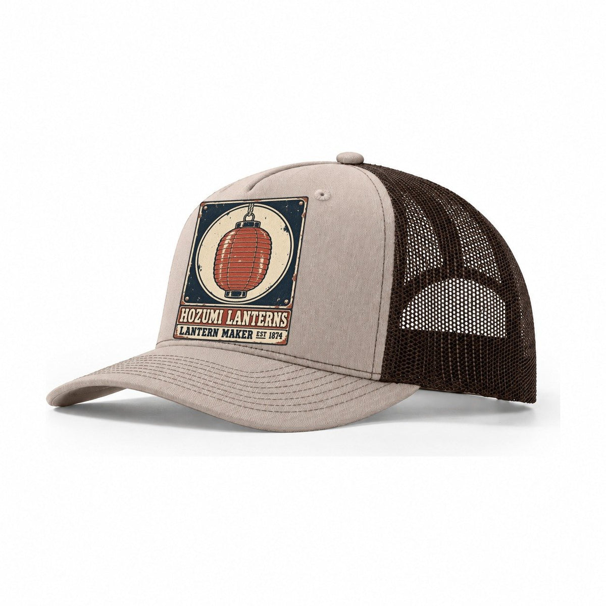 Hozumi Lantern Works Noren Trade Co Trucker Hat – Khaki Brown