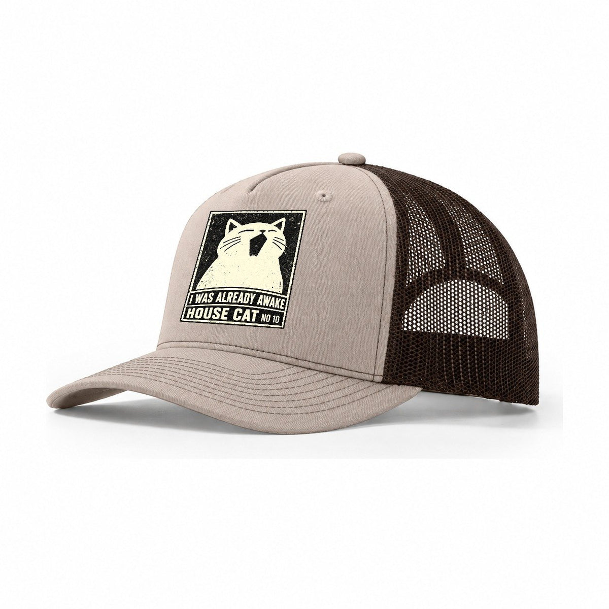 I Was Already Awake Neko Says No Trucker Hat – Khaki Brown
