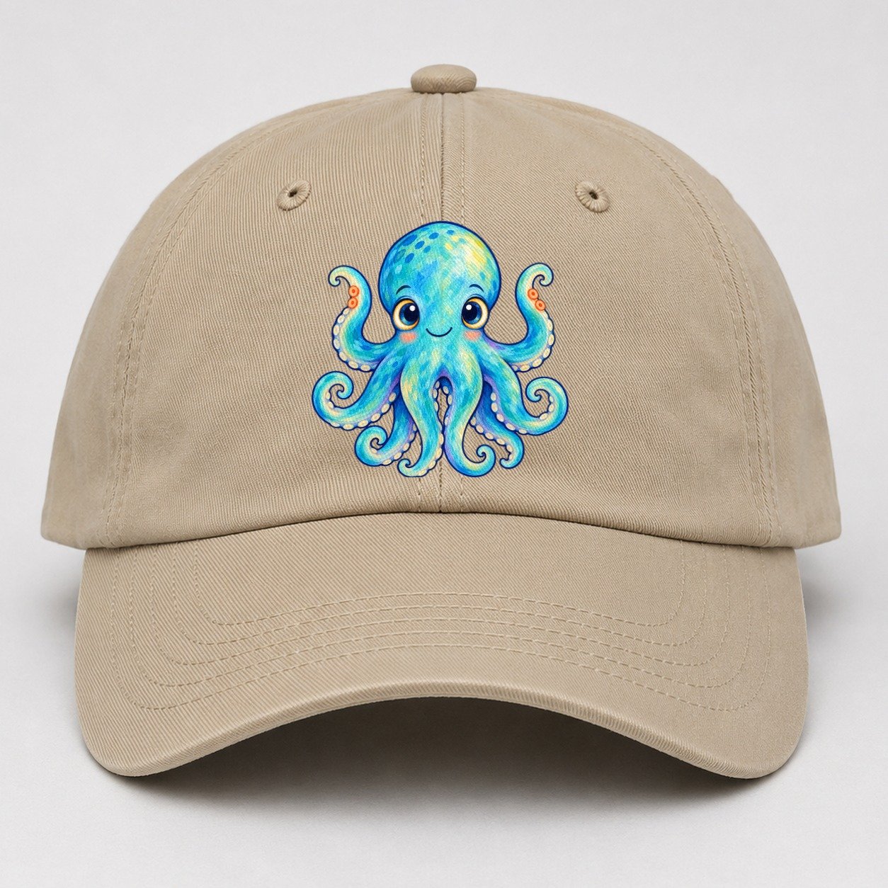 Octopus Curious Wave Sea Sprite Baseball Cap – Khaki