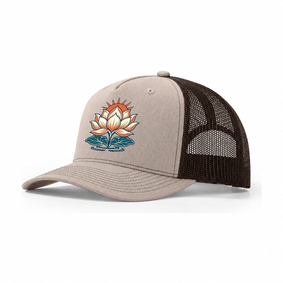 Lotus Dawn Quiet Wards Heritage Trucker Hat – Khaki Brown
