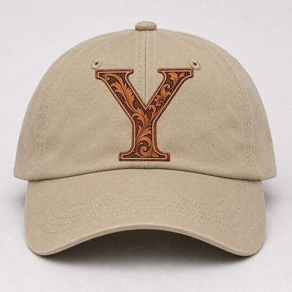 Tooled Leather Y Monogram Baseball Cap – Khaki