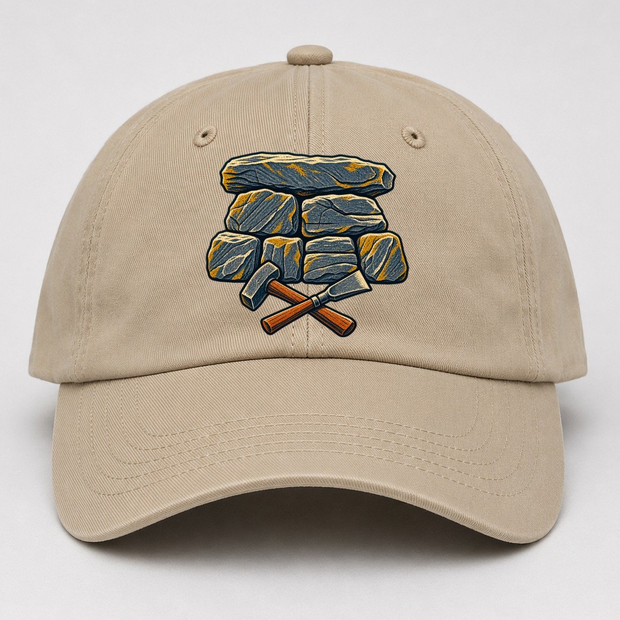 Seven Stone Wall Mason Hammer And Chisel Uk Culture Heritage Baseball Cap – Khaki