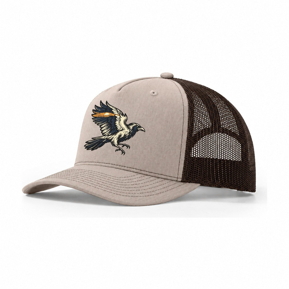 Raven Horizon Wing Sundown Familiars Trucker Hat – Khaki Brown