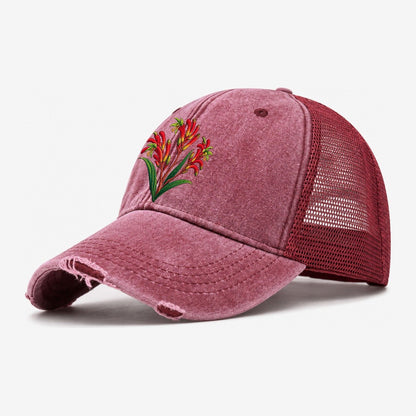 Western Australia Red And Green Kangaroo Paw Australia Cultural Icons Washed Trucker Hat – Wine Red