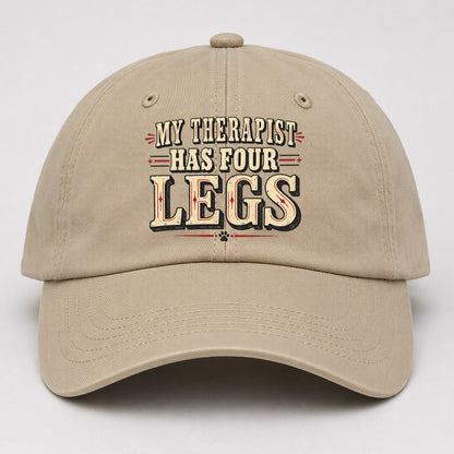 My Therapist Has Four Legs American Wit Baseball Cap – Khaki