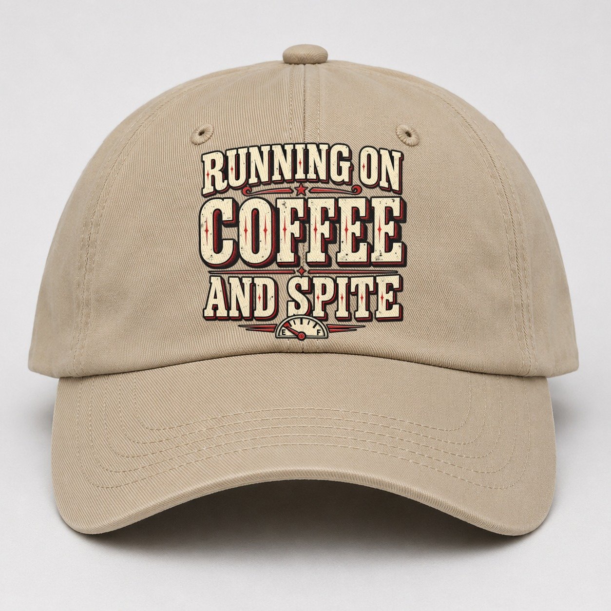 Running On Coffee And Spite American Wit Baseball Cap – Khaki
