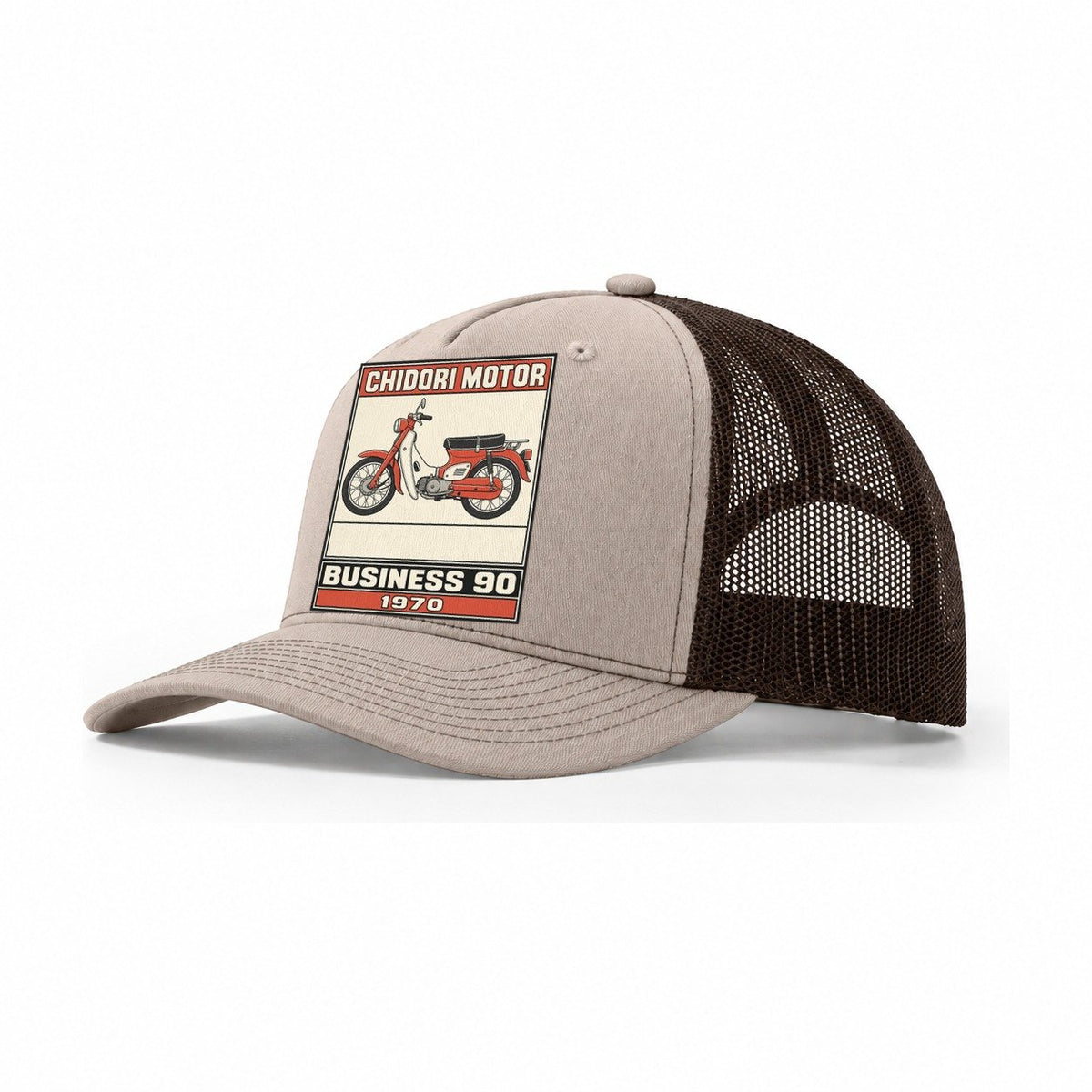Chidori Business 90 Showa Speed Plates Trucker Hat – Khaki Brown