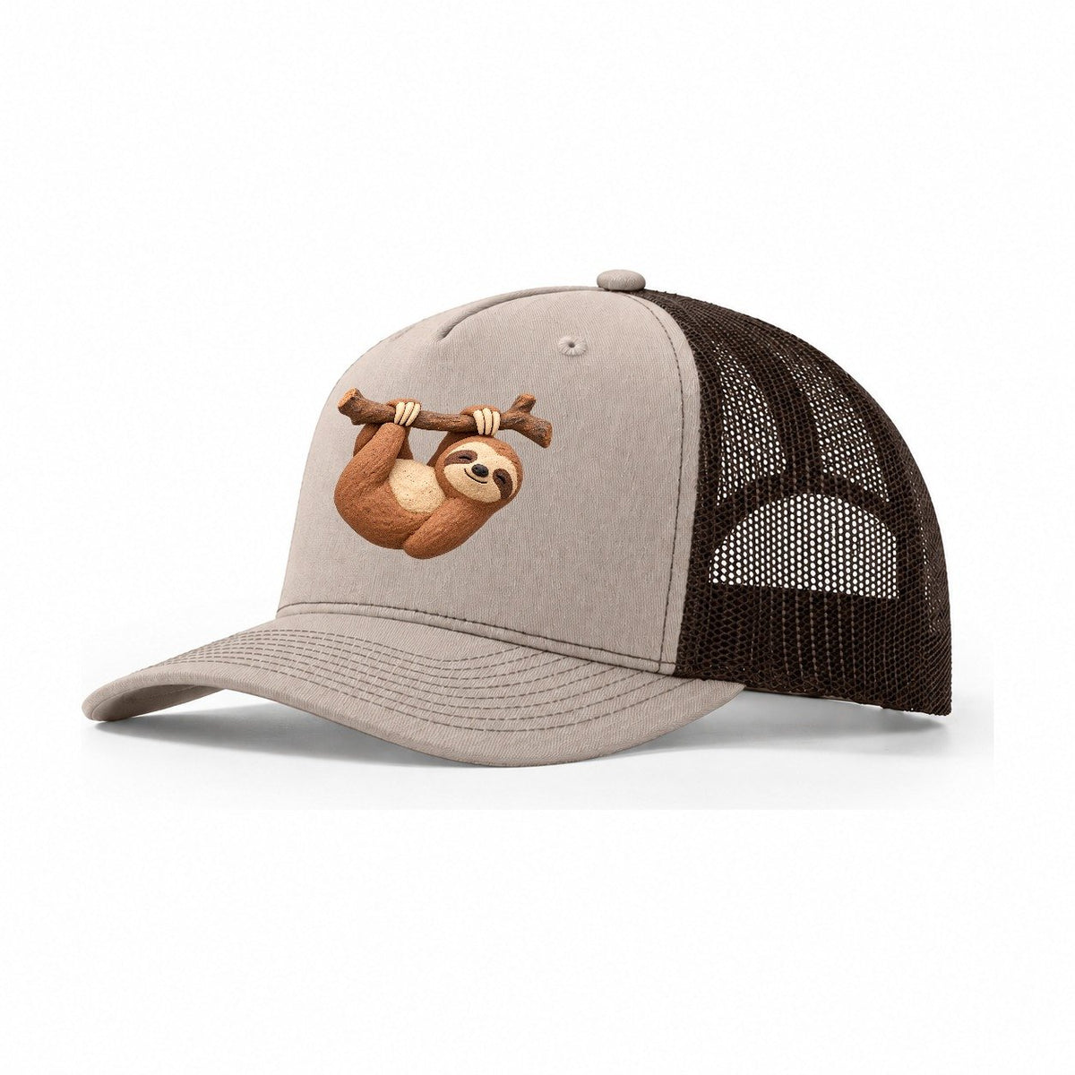Sloth Branch Hang Trucker Hat – Khaki Brown