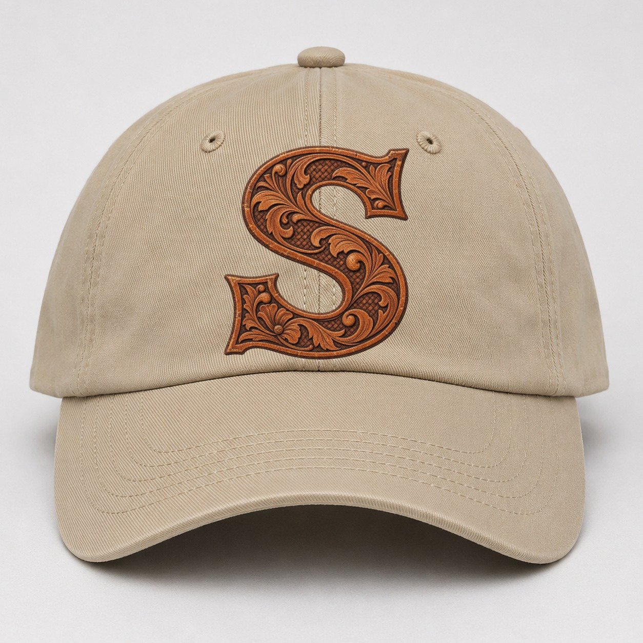Tooled Leather S Monogram Baseball Cap – Khaki