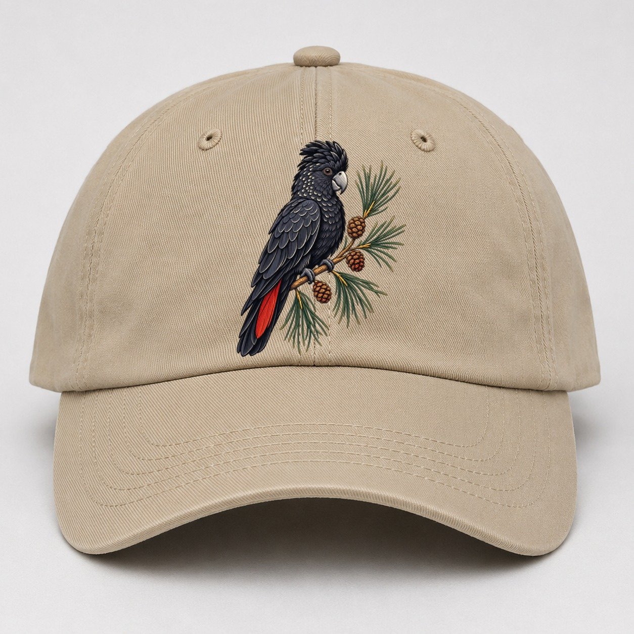 Glossy Black Cockatoo And She Oak Cones Australia Cultural Icons Baseball Cap – Khaki