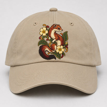British Stoat And Primrose Uk Culture Heritage Baseball Cap – Khaki