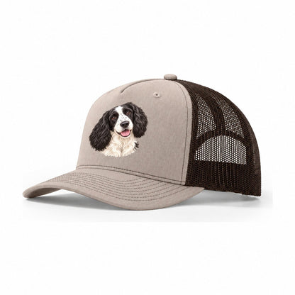 Springer Black And White Tilt Pastimes Companions Trucker Hat – Khaki Brown