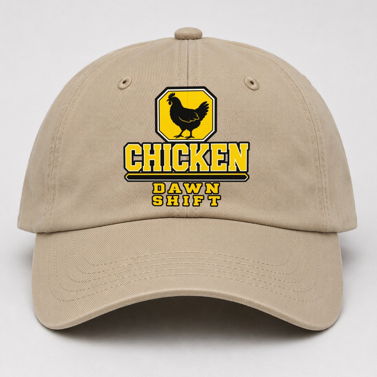 Chicken Dawn Shift Heavy Duty Baseball Cap – Khaki