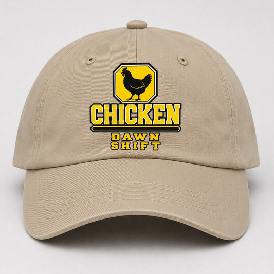 Chicken Dawn Shift Heavy Duty Baseball Cap – Khaki