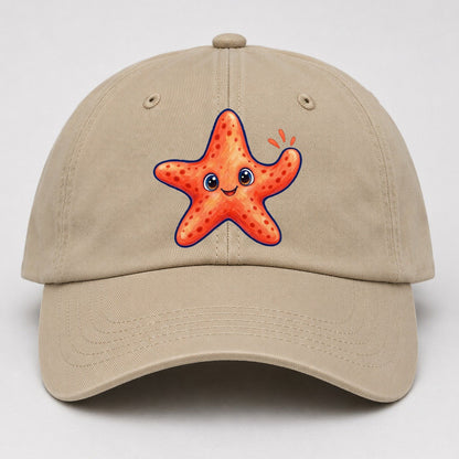 Starfish Front Cheer Sea Sprite Baseball Cap – Khaki