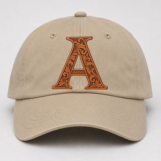 Tooled Leather A Monogram Baseball Cap – Khaki