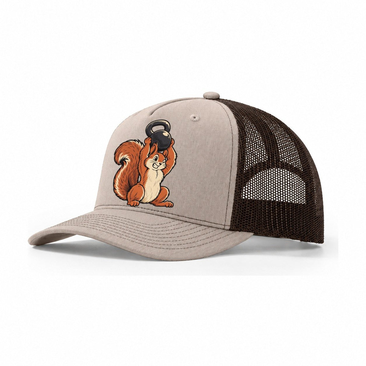 Squirrel Nut Press Animal Lifters Trucker Hat – Khaki Brown