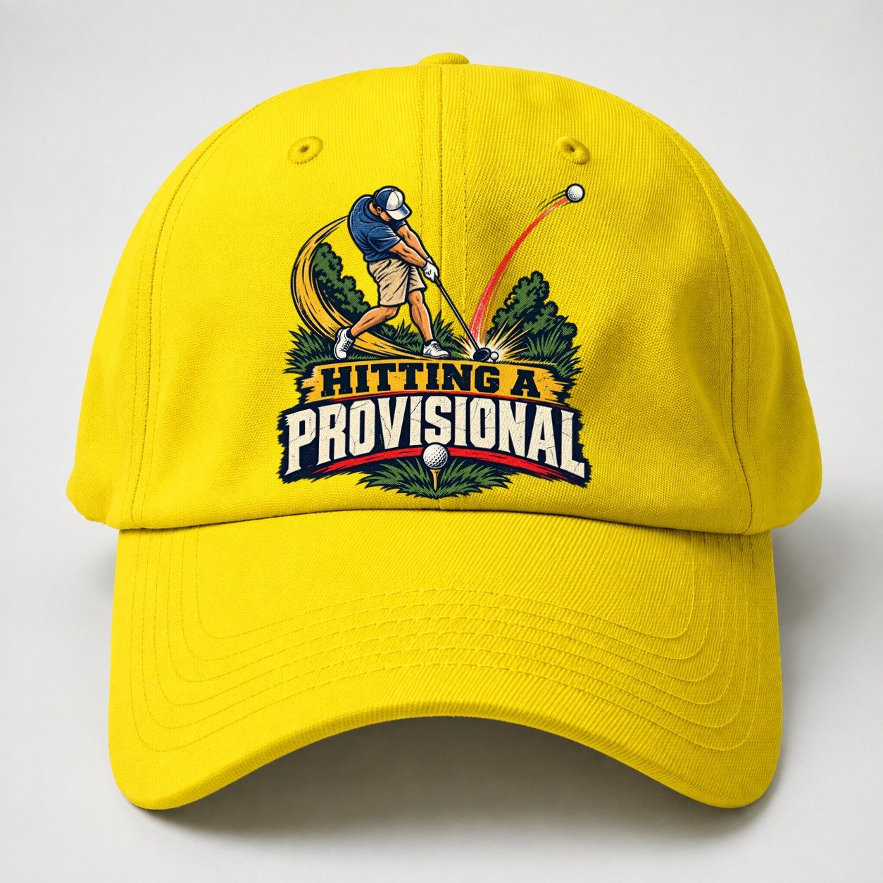 Hitting A Provisional Golf Life Baseball Cap – Yellow