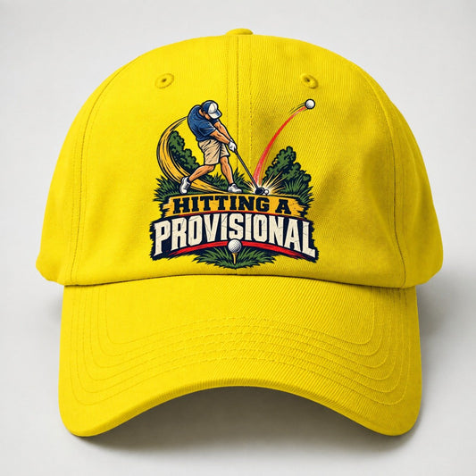 Hitting A Provisional Golf Life Baseball Cap – Yellow